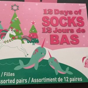 GIRLS 12 DAYS OF SOCKS Advent COUNTDOWN NIB imagin8 unicorn dolphin